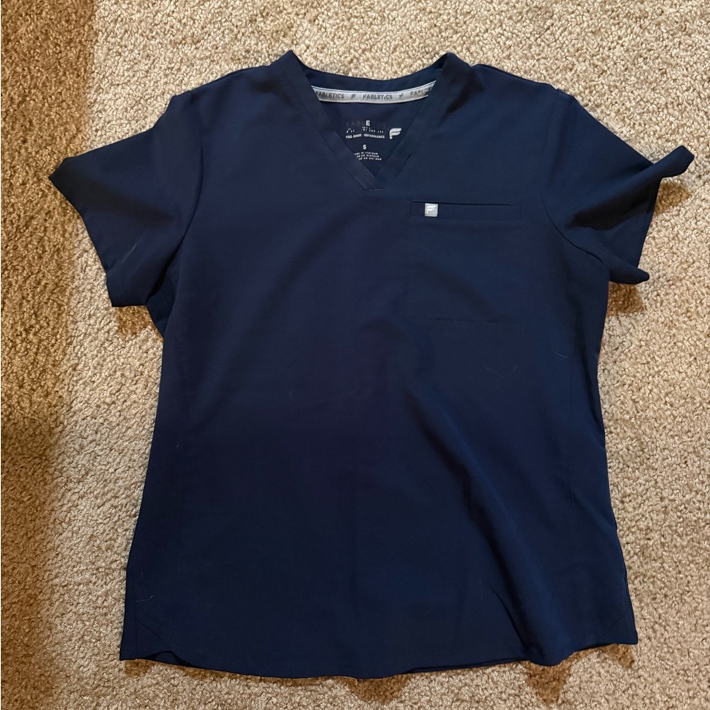 Fabletics navy small scrub top